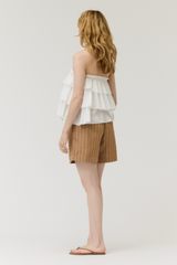 Off White Ruffled Sleeveless Top