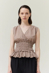 Nougat Smocked Waist Tank Top
