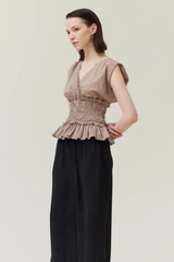 Nougat Smocked Waist Tank Top