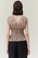 Nougat Smocked Waist Tank Top