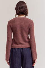 Aubergine Lace Detailed Cardigan