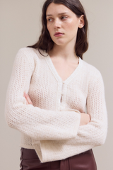 Cream Lace Detailed Cardigan