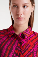 Pink, Red, Black Fedora Print Top