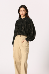 Button-up Black Long Sleeve Blouse