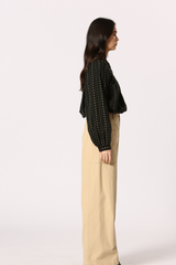 Button-up Black Long Sleeve Blouse