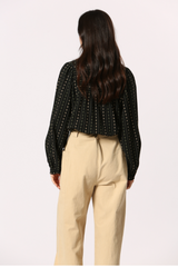 Button-up Black Long Sleeve Blouse