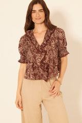 Blaze Brown Short Sleeve Gaile Top