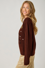 Brown Floral Weekend Pullover Sweater