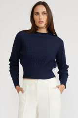 Navy Barton Knit Top