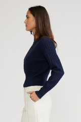 Navy Barton Knit Top
