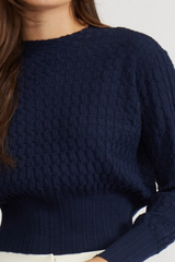 Navy Barton Knit Top