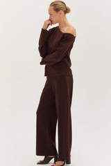 Expresso Dulce One Shoulder Top & Flowy Pants Two-Piece Set