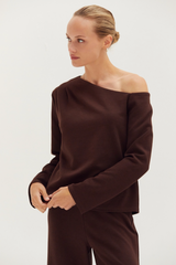 Expresso Dulce One Shoulder Top & Flowy Pants Two-Piece Set