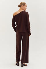 Expresso Dulce One Shoulder Top & Flowy Pants Two-Piece Set
