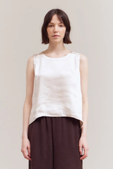 Cream Thick Sleeveless Satin Top