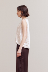 Cream Thick Sleeveless Satin Top
