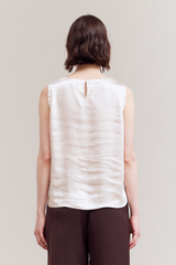 Cream Thick Sleeveless Satin Top