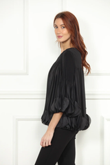 Black Padel Pleated Top