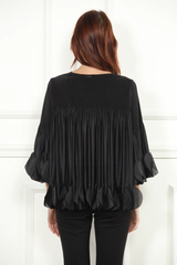 Black Padel Pleated Top