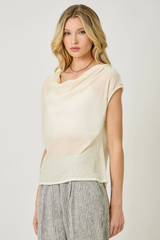 Pearl Cowl Short Sleeve Top