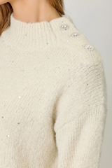 Champagne Mock Neck Sparkle Sweater