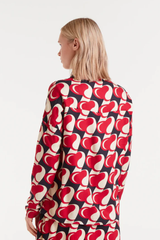 Red Hear Attack Print Top