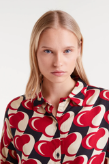 Red Hear Attack Print Top
