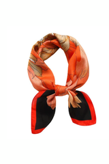 Orange Floral Square Scarf
