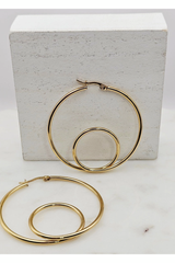 Double Loop Gold Hoop Earrings