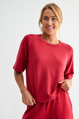 Garnet Red Laguna Raglan Short Sleeve Top