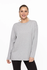 Grey Organic Cotton Long Sleeve Boyfriend Top