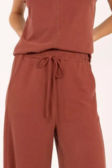 Rust Soft Elastic Waist Wide Leg Lounge Pants