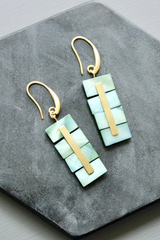 Green Shell Geometric Earrings