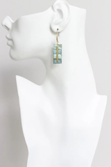 Green Shell Geometric Earrings