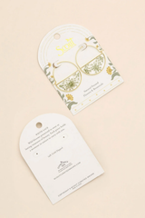 Pressed Flower Hoop Earrings - White Lace Flower/Gold