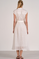 White Tie Waist Midi Dress