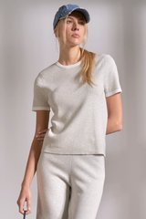 Grey White Crewneck Top