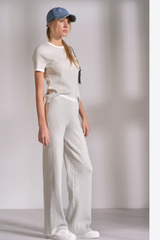 Grey White Crewneck Top