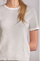 Grey White Crewneck Top