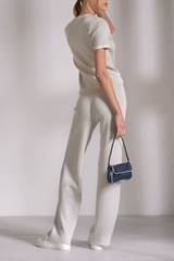 Grey White Wide Leg Pants