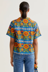 Garden Print Button Front Top