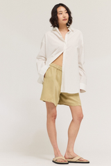Green Moss Tencel Seamed Shorts