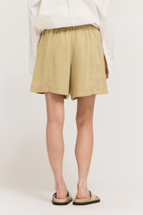Green Moss Tencel Seamed Shorts