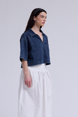 Vintage Blue Cropped Denim Top
