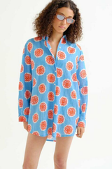 Flower Blue Print Shirtdress