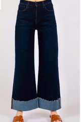 Indigo Bianca Wide Leg Cuff Denim Pants