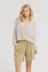 Irish Cream Textured V-Neck Button Up Cardigan