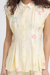 Ihginni Synched Cross Stich Floral Top