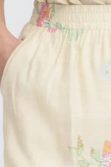Cream Ihginni Cross Stich FloraL Print Shorts