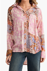 Orange Print Freefalling Long Sleeve Top